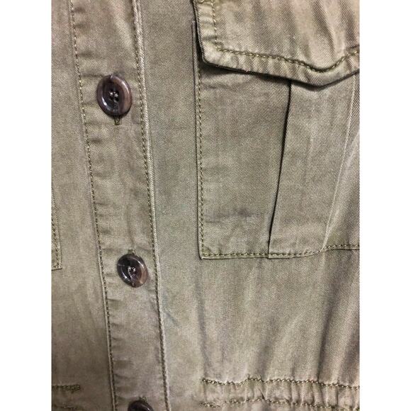Topshop Green Chambray Military Style Jacket Size 4 - Picture 3 of 4